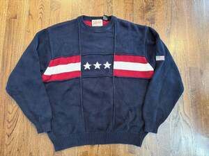 Vintage Mackes Sausalito Calif Patriotic Americana Stars & Stripes Cotton Sweate